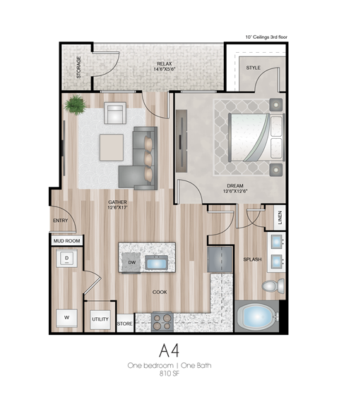 The Southbrook Apartments in Leander, Texas A4 Floor Plan